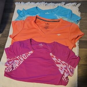 Set of Three Athletic Tops in Blue, Orange, and Pink NordicTrack Wear